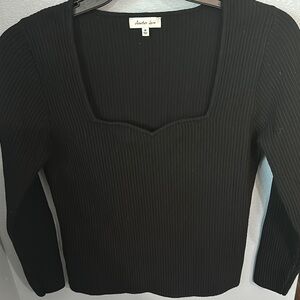 Another Love BLAKELEY SWEETHEART NECK RIB TOP BLACK